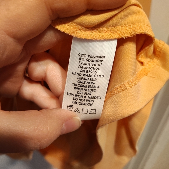 Susan Graver Embellished Peach Scoop Neck Liquid Knit Top Sz 2X Fairy Casual - Picture 5 of 6